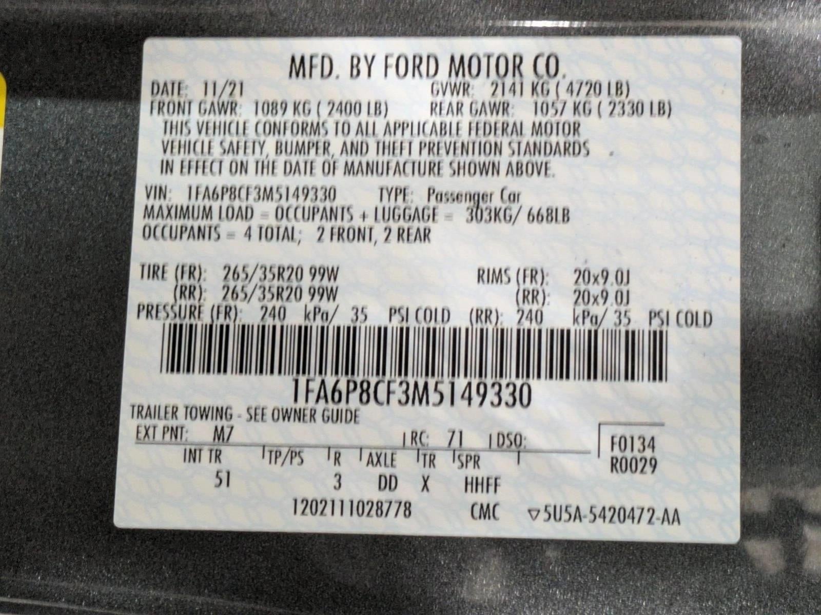 2021 Ford Mustang GT Premium Fastback
