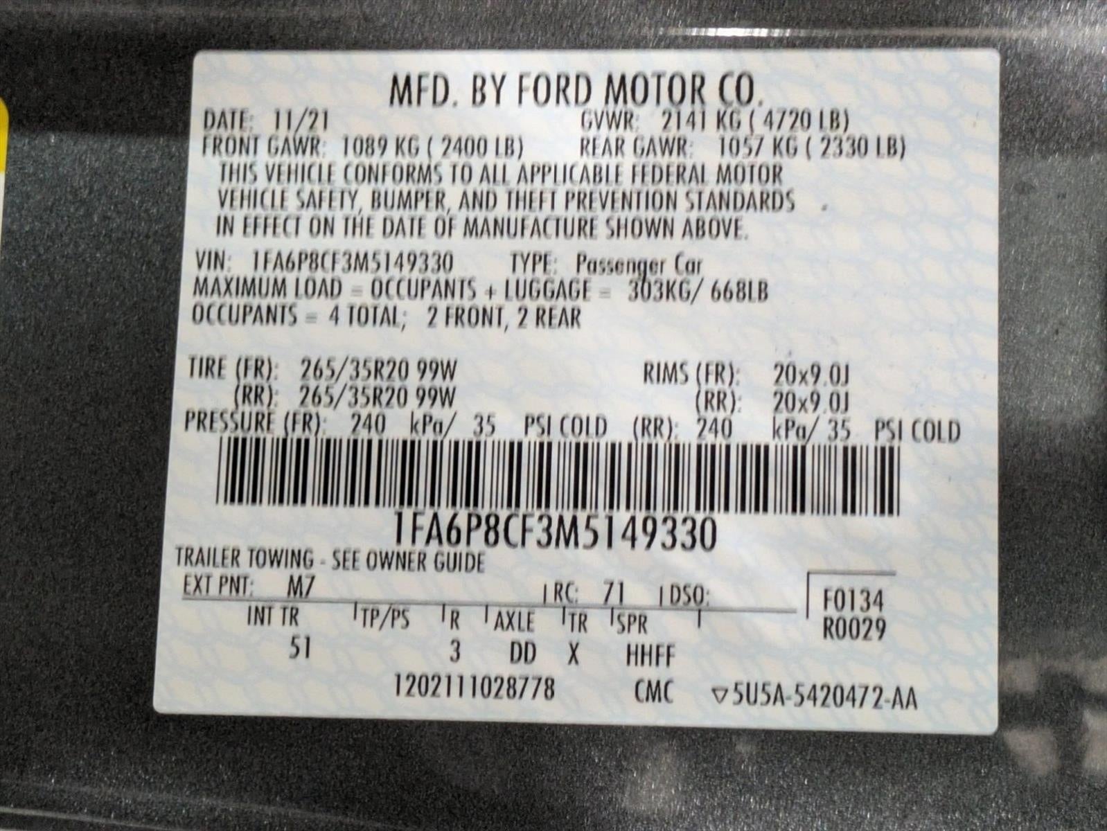 2021 Ford Mustang GT Premium Fastback