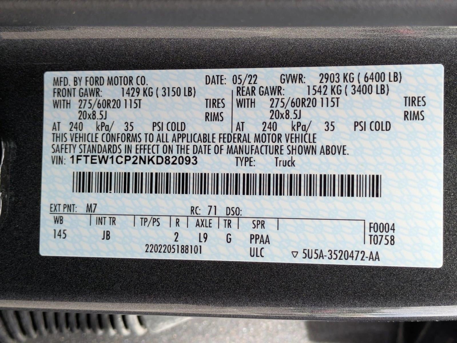 2022 Ford F-150 XL 2WD SuperCrew 5.5' Box