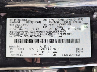 2020 Ford F-150 XL 4WD SuperCrew 5.5' Box