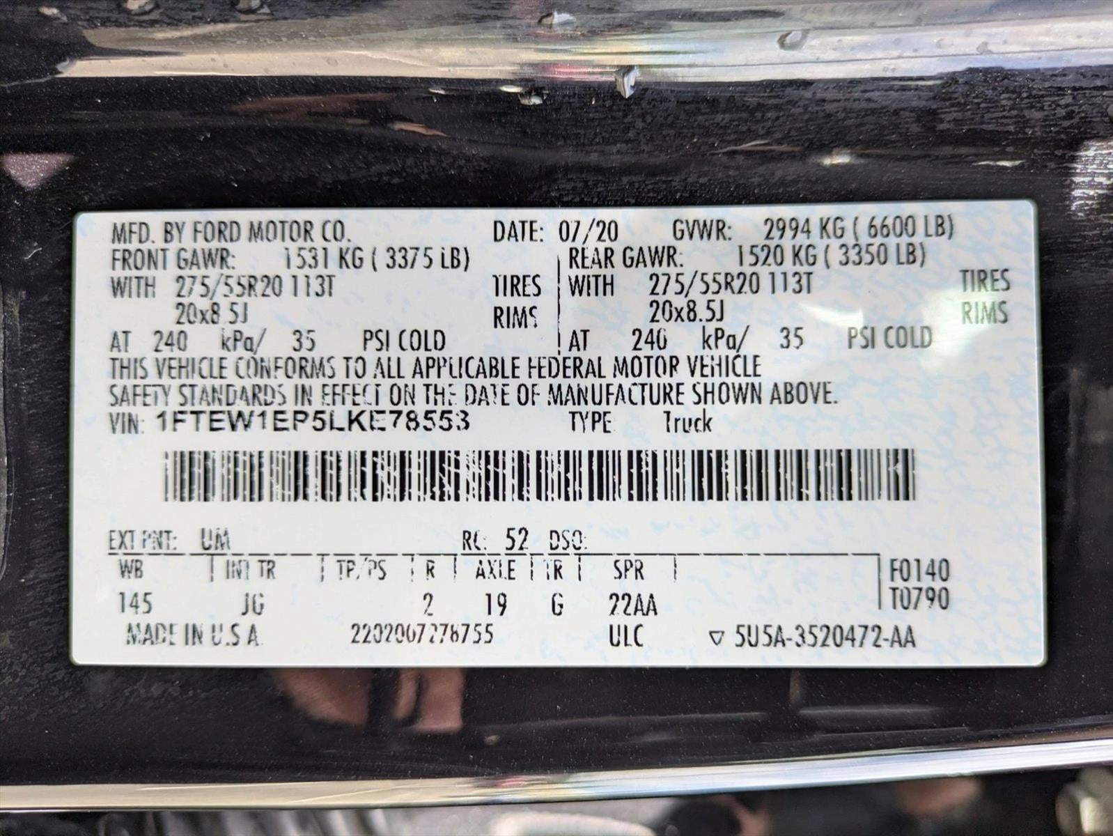 2020 Ford F-150 XL 4WD SuperCrew 5.5' Box