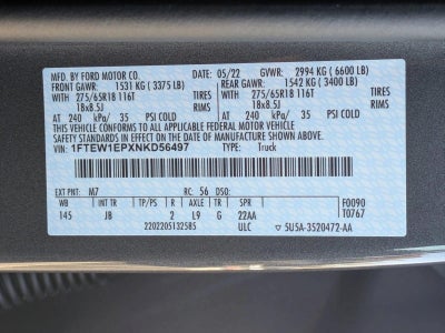 2022 Ford F-150 XL 4WD SuperCrew 5.5' Box