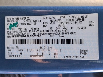 2020 Ford F-150 Raptor 4WD SuperCrew 5.5' Box