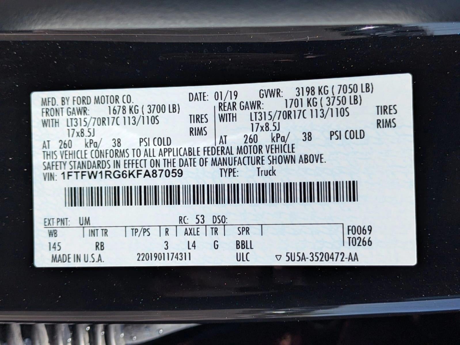 2019 Ford F-150 Raptor 4WD SuperCrew 5.5' Box