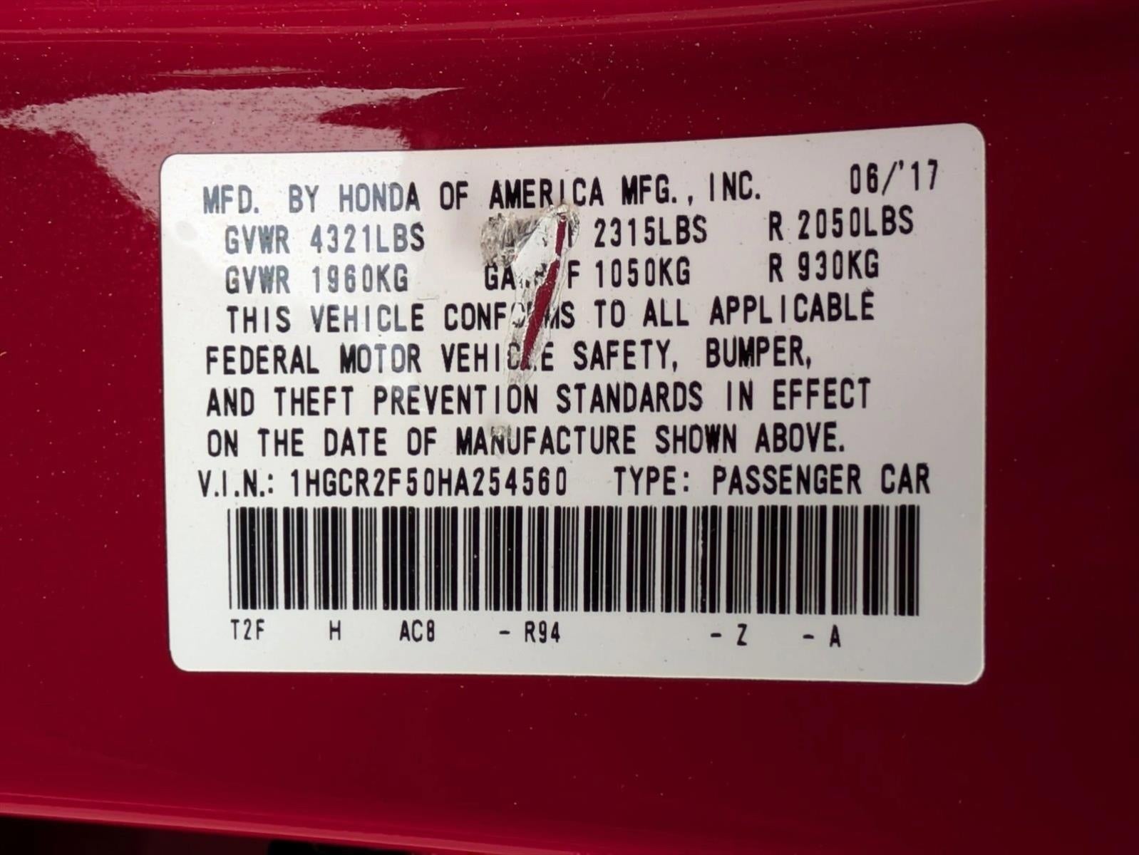 2017 Honda Accord Sedan Sport CVT PZEV