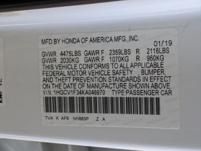 2019 Honda Accord Sedan Sport 1.5T CVT