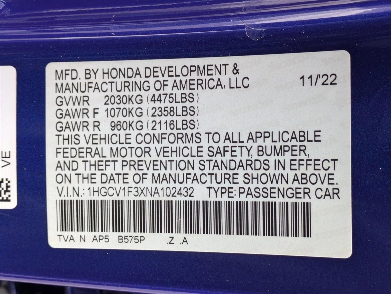 2022 Honda Accord Sedan Sport 1.5T CVT