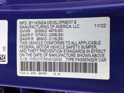 2022 Honda Accord Sedan Sport 1.5T CVT