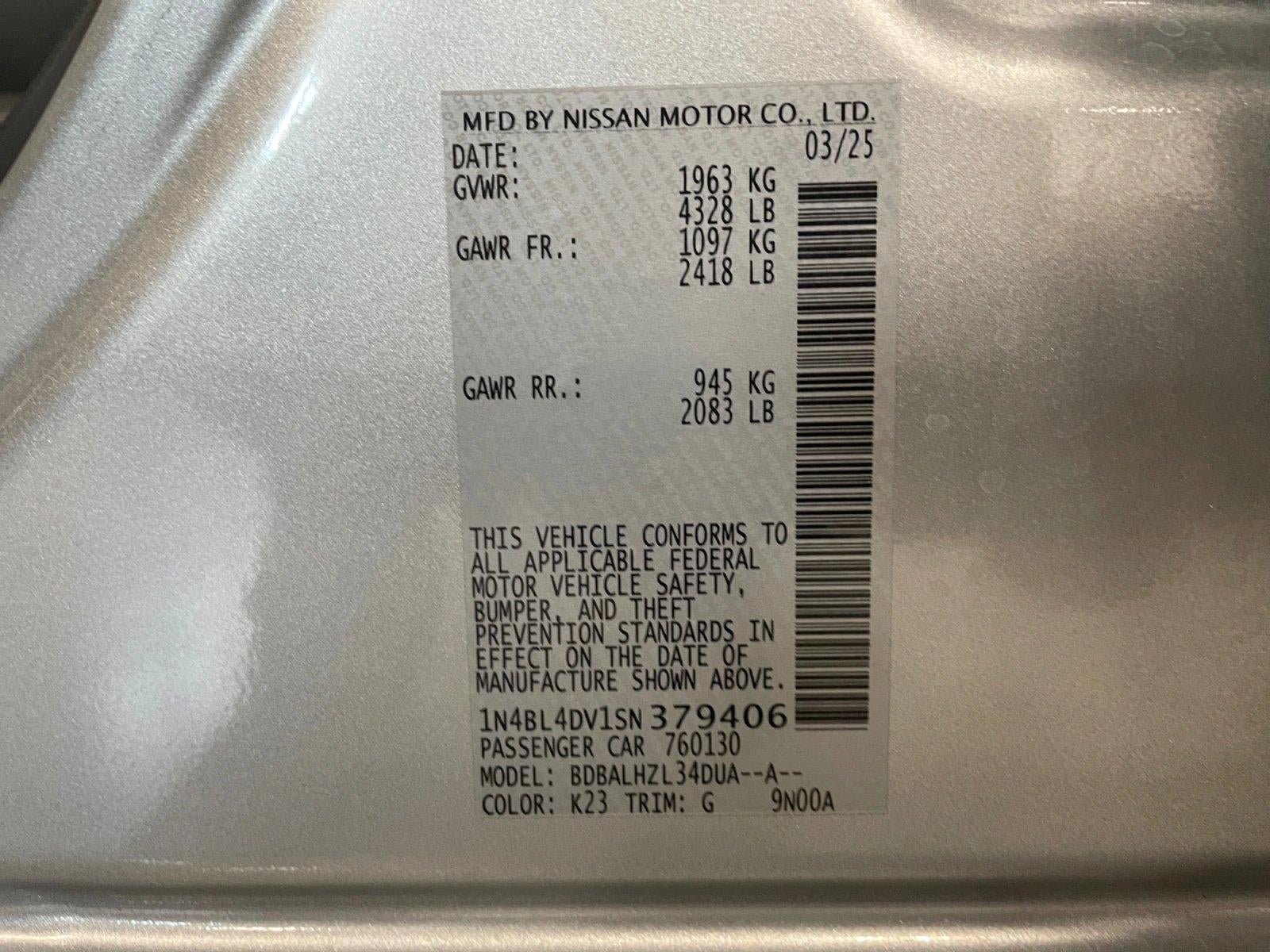 2025 Nissan Altima SV FWD