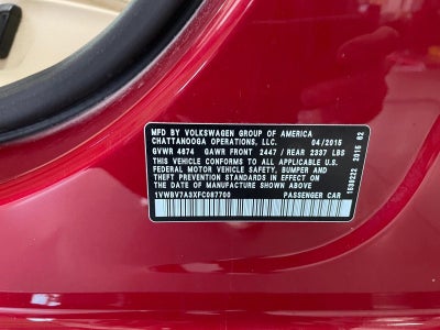 2015 Volkswagen Passat 4dr Sdn 2.0L Manual TDI SE