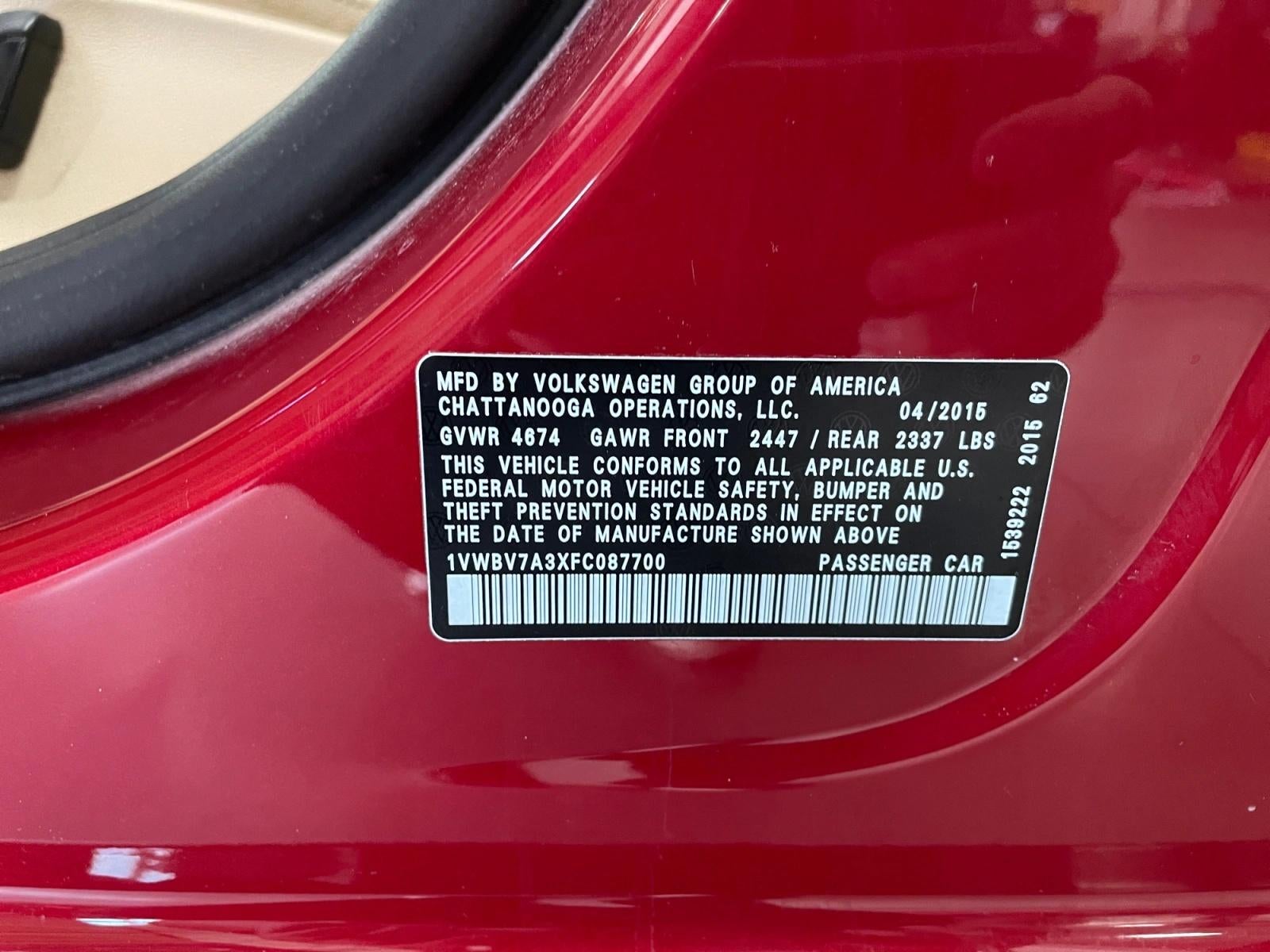 2015 Volkswagen Passat 4dr Sdn 2.0L Manual TDI SE