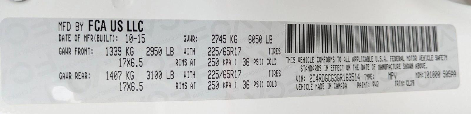 2016 Dodge Grand Caravan 4dr Wgn SXT Plus