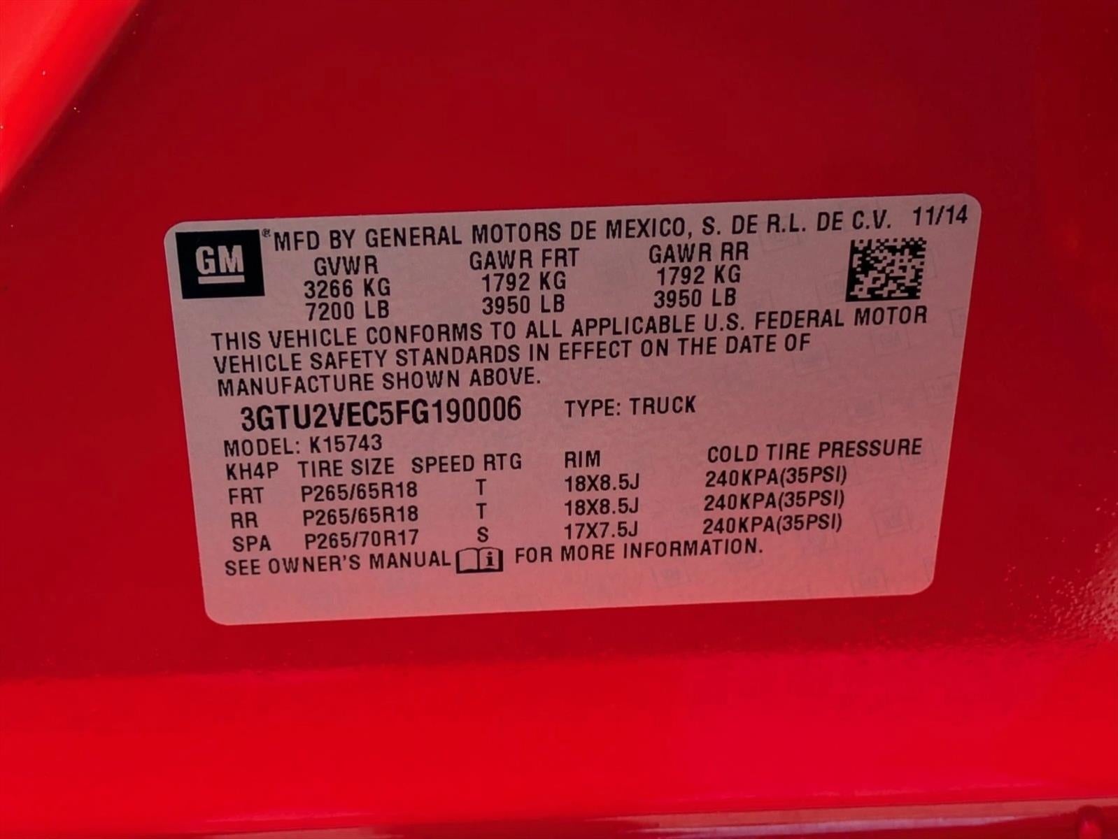2015 GMC Sierra 1500 Crew Cab Standard Box 4-Wheel Drive SLT