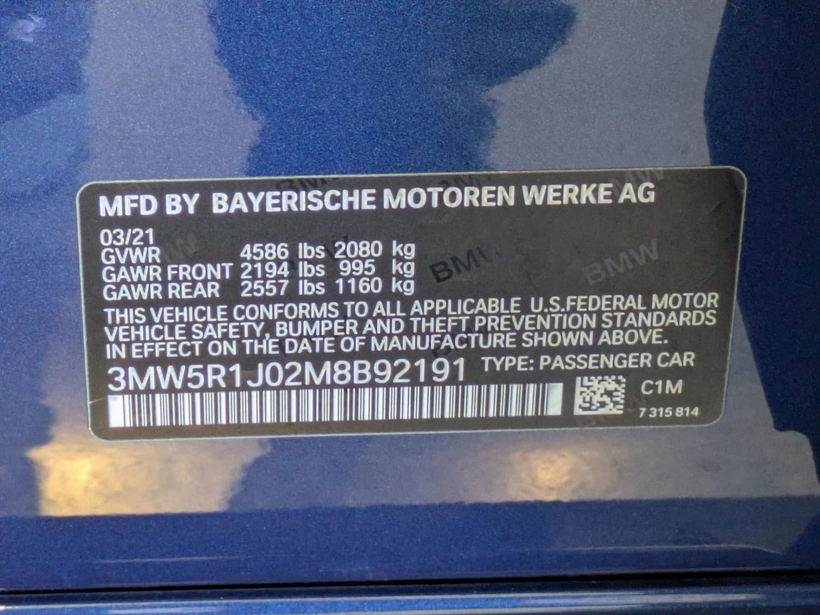 2021 BMW 330i Sedan North America