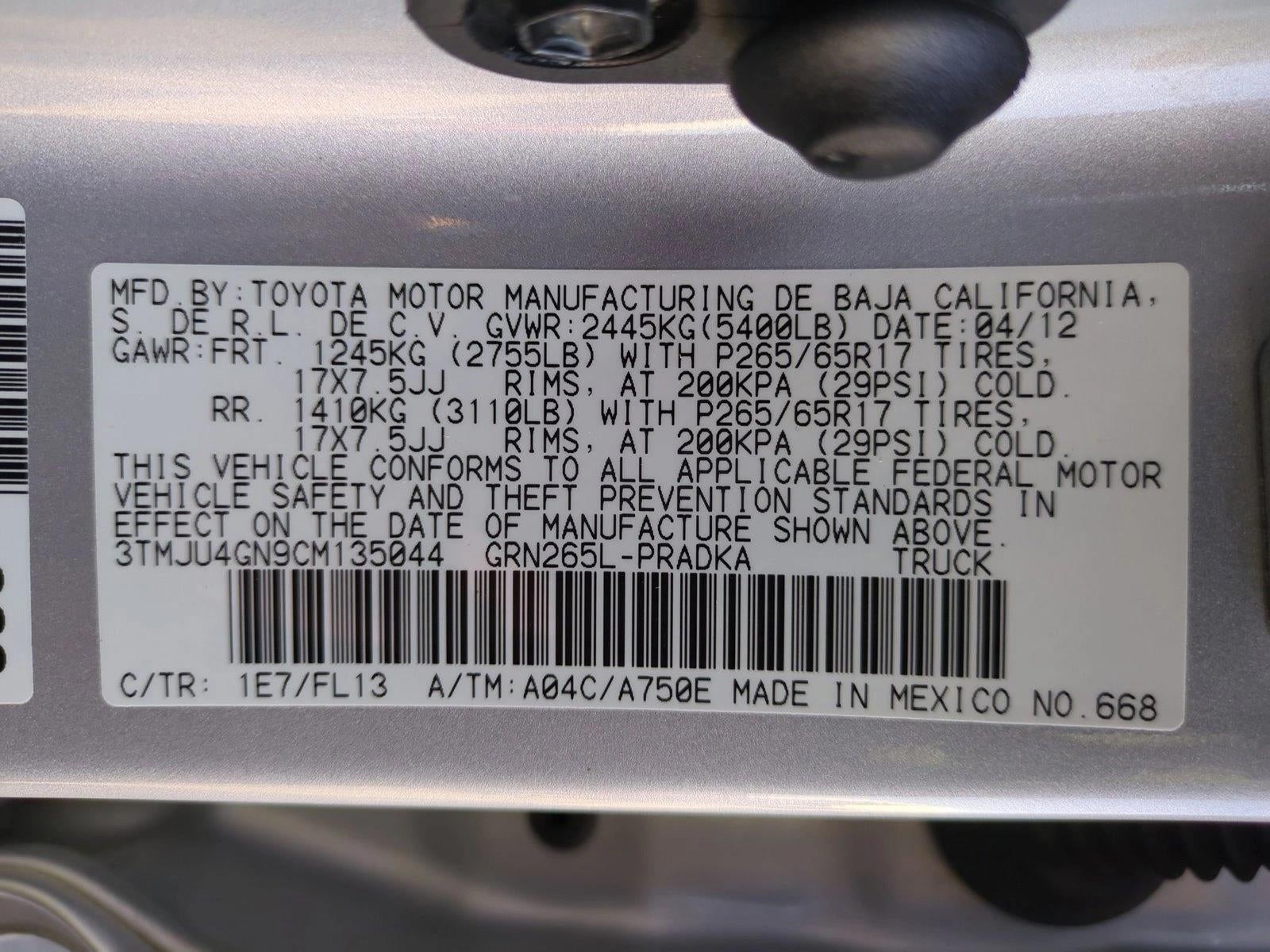 2012 Toyota Tacoma 2WD Double Cab Short Bed V6 Automatic PreRunner (Natl)