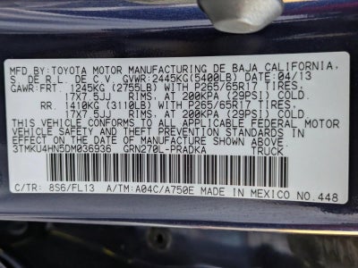 2013 Toyota Tacoma 2WD Double Cab Long Bed V6 Automatic PreRunner (Natl)