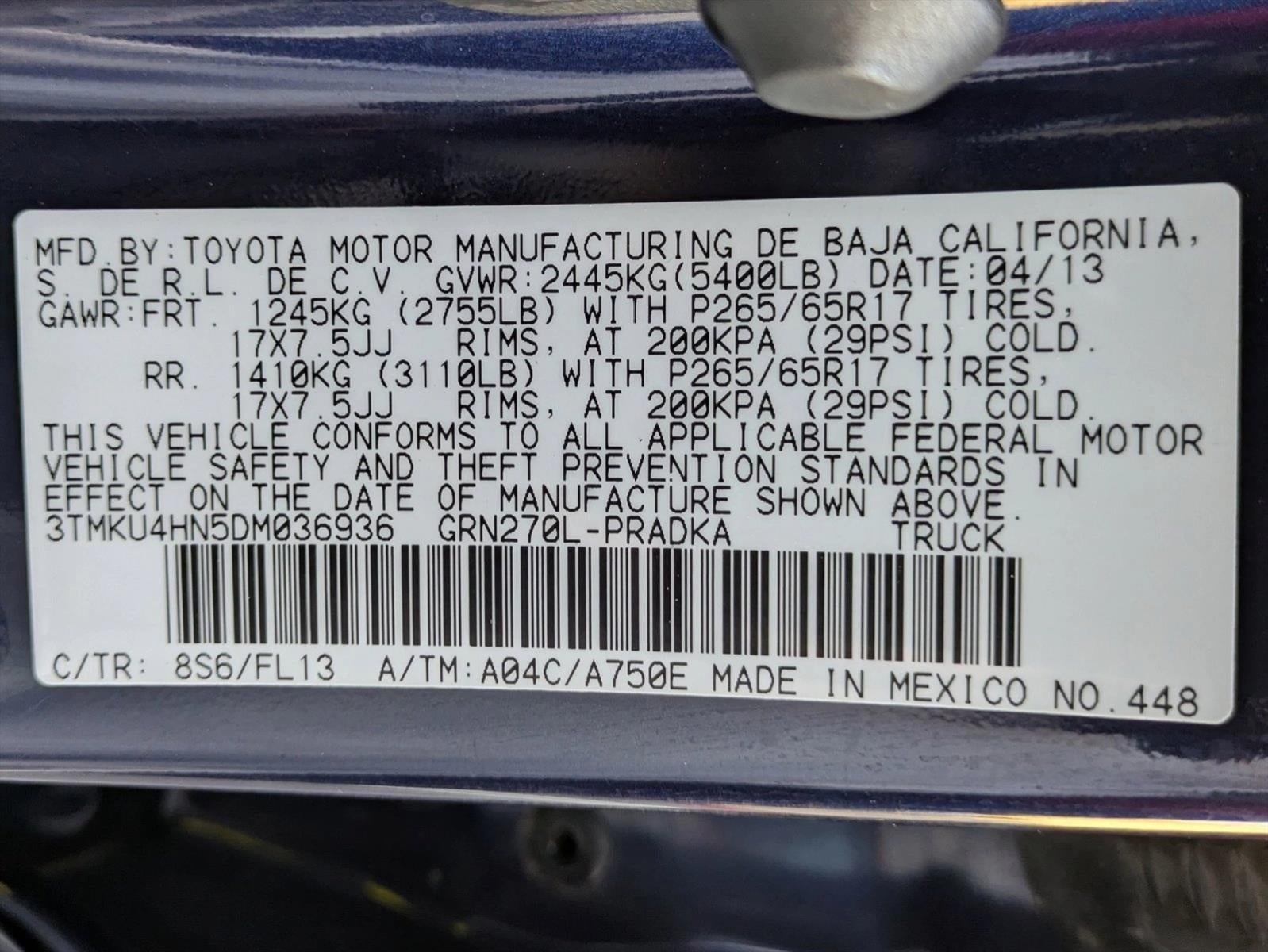 2013 Toyota Tacoma 2WD Double Cab Long Bed V6 Automatic PreRunner (Natl)