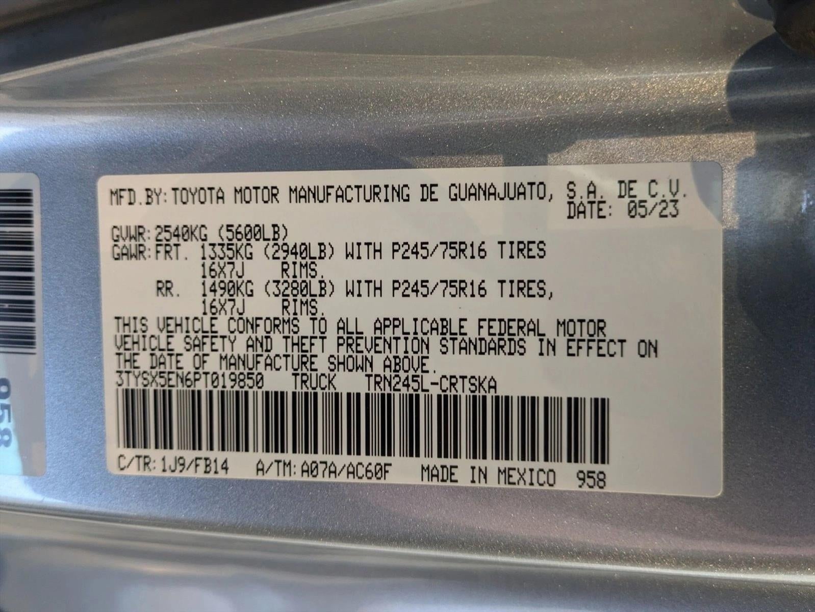 2023 Toyota Tacoma 4WD 4WD SR Access Cab 6' Bed I4 AT (Natl)
