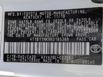 2019 Toyota Camry SE Auto (Natl)