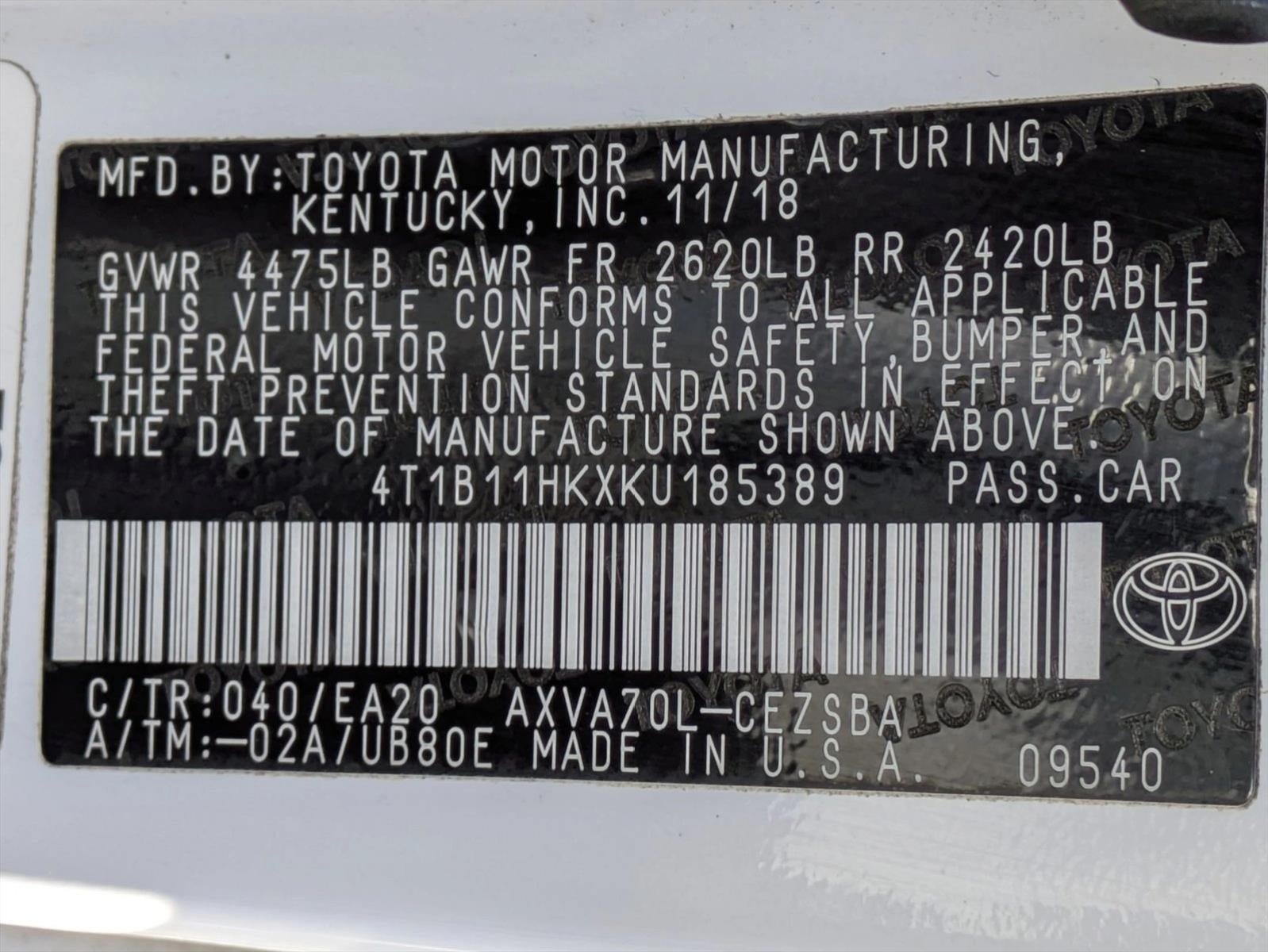 2019 Toyota Camry SE Auto (Natl)