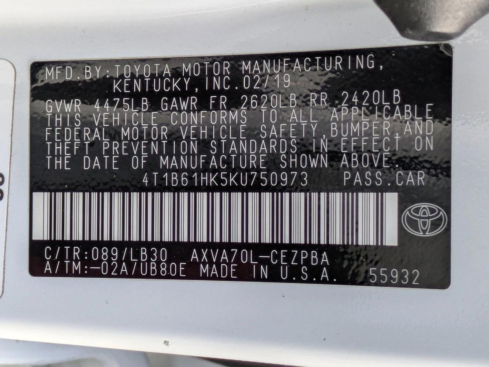 2019 Toyota Camry XSE Auto (Natl)