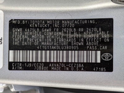 2020 Toyota Camry SE Nightshade Auto (Natl)