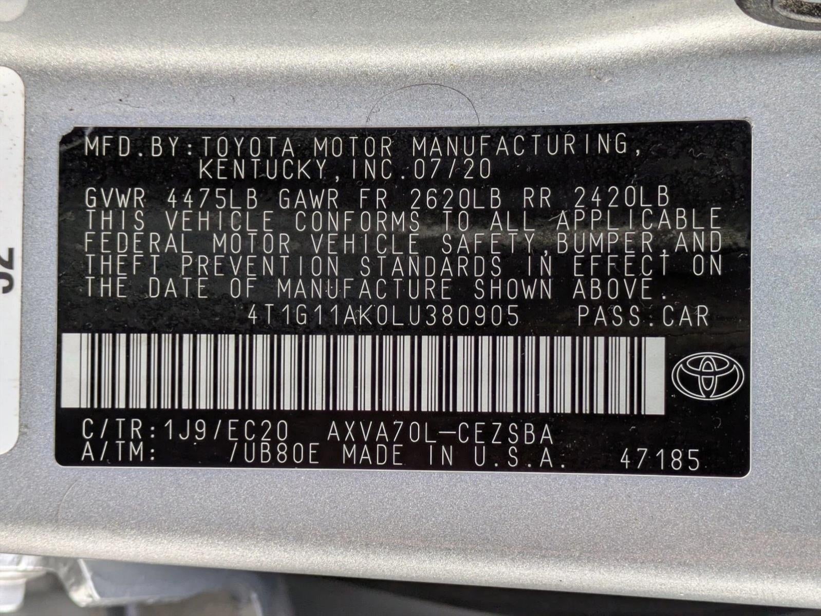2020 Toyota Camry SE Nightshade Auto (Natl)