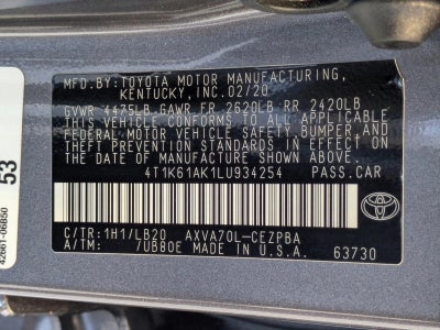 2020 Toyota Camry XSE Auto (Natl)