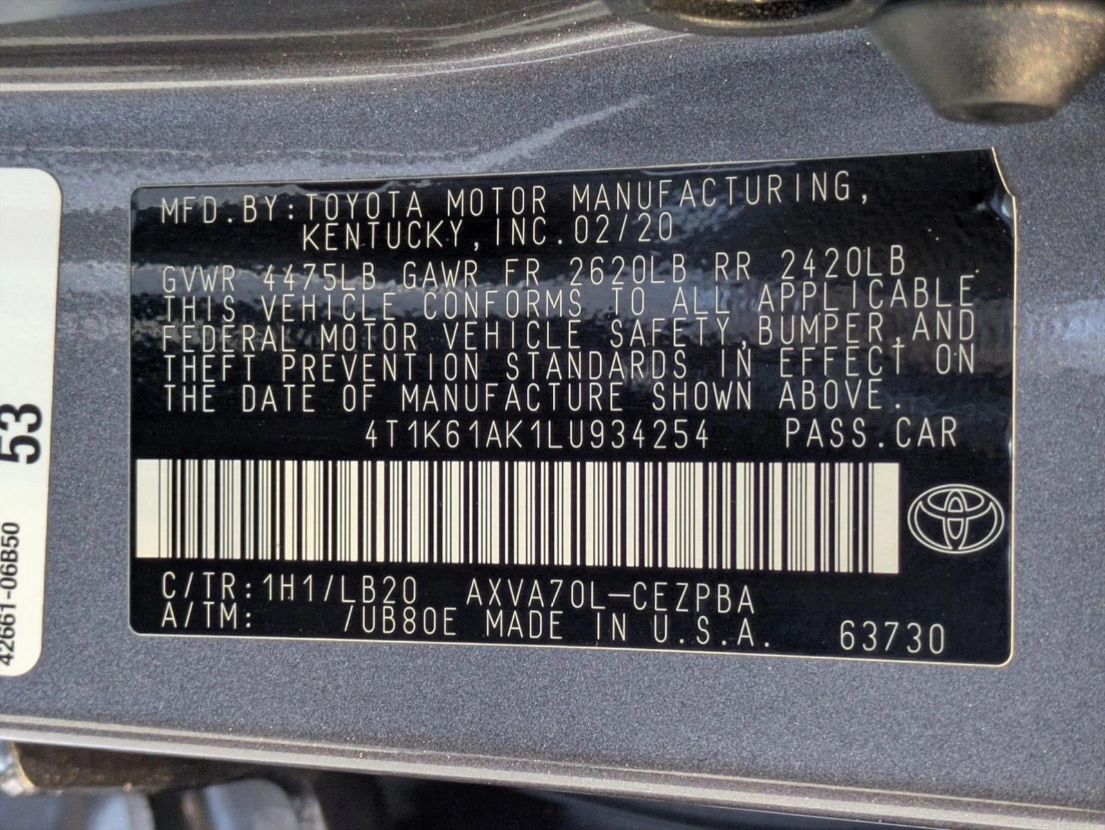 2020 Toyota Camry XSE Auto (Natl)