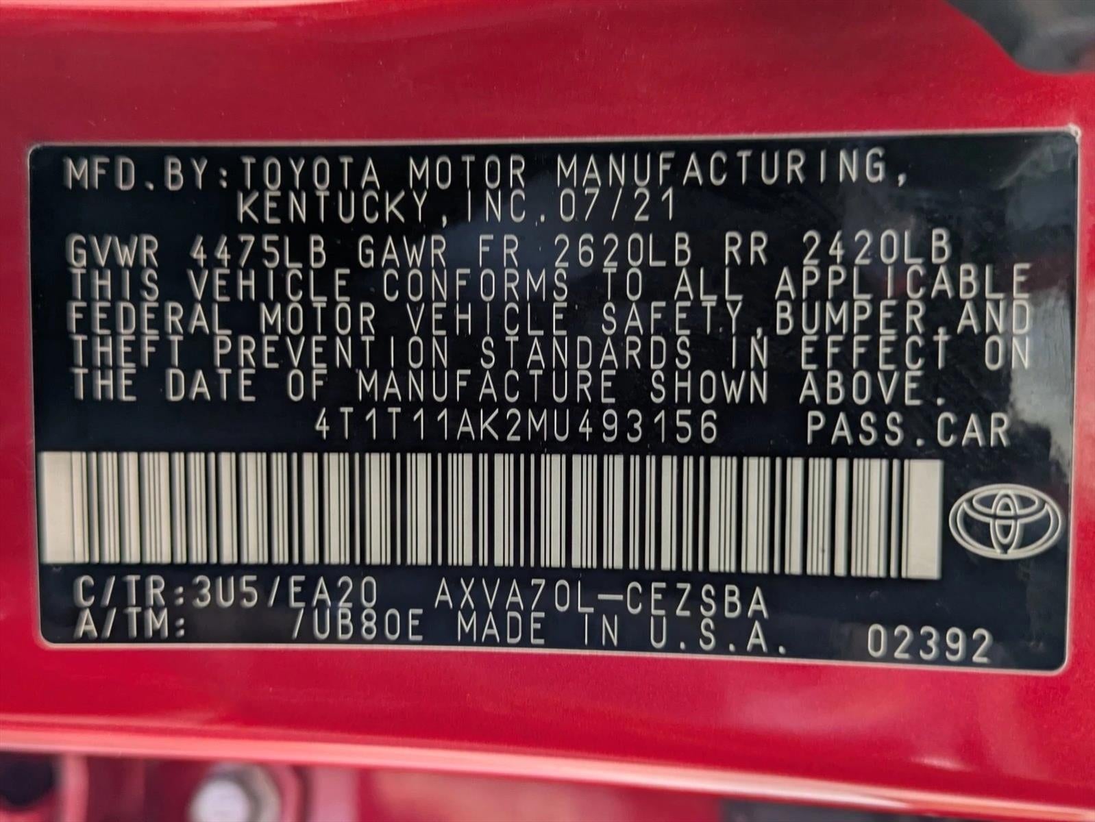 2021 Toyota Camry SE Auto (Natl)