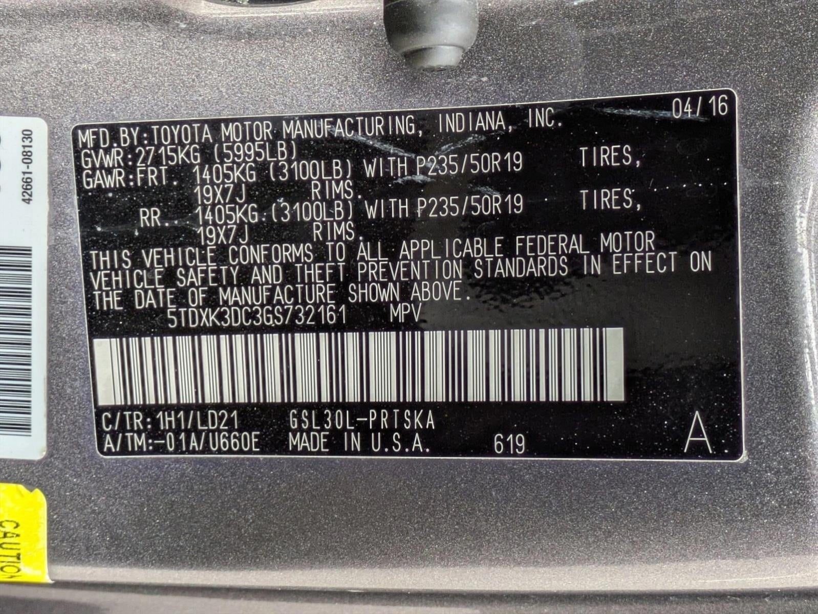 2016 Toyota Sienna 5dr 8-Pass Van SE Premium FWD (GS)