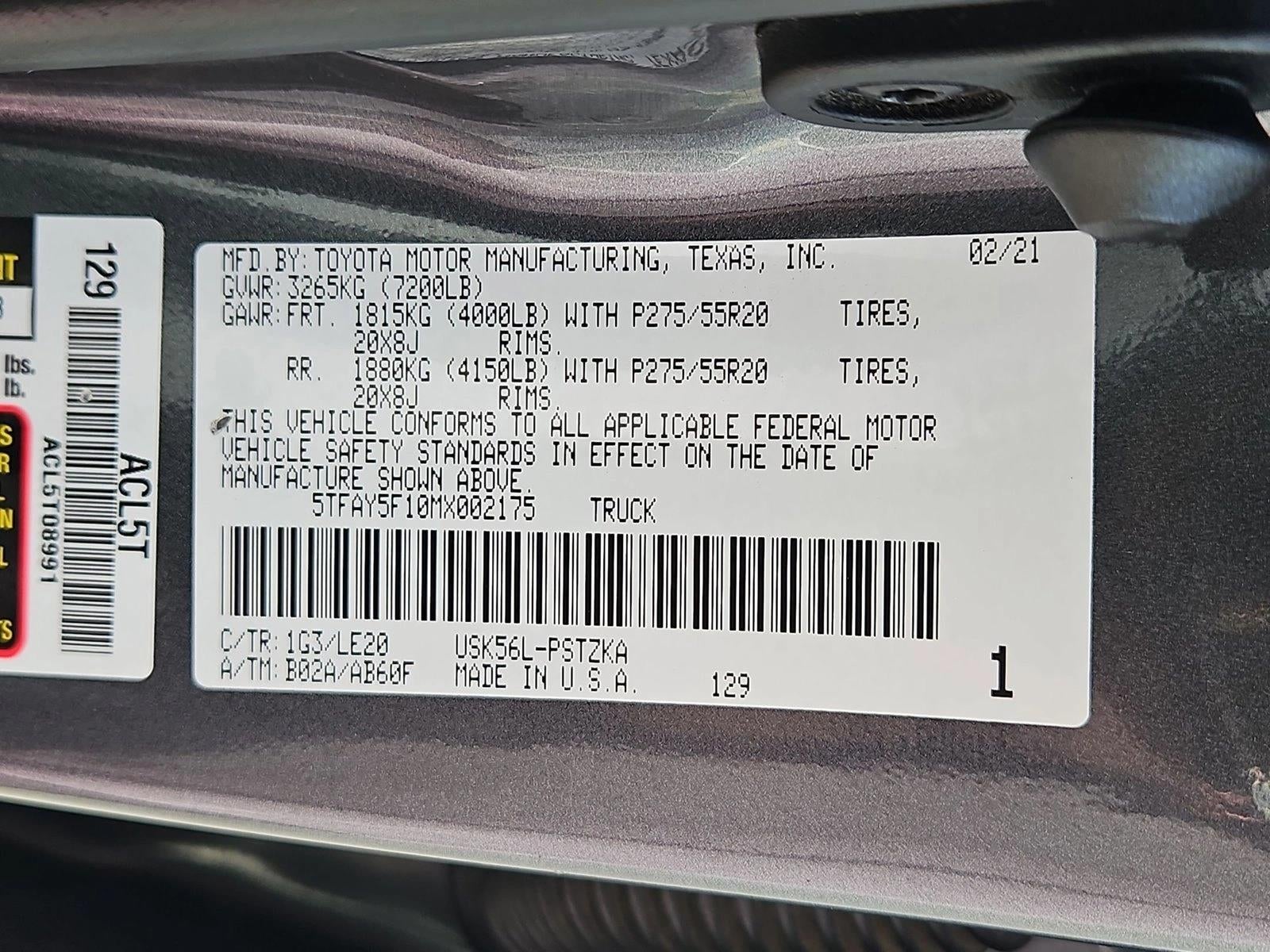 2021 Toyota Tundra 4WD 4WD Platinum CrewMax 5.5' Bed 5.7L (Natl)