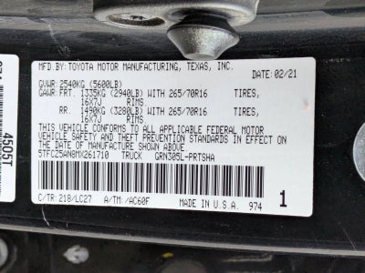 2021 Toyota Tacoma 4WD 4WD TRD Off Road Double Cab 5' Bed V6 AT (Natl)