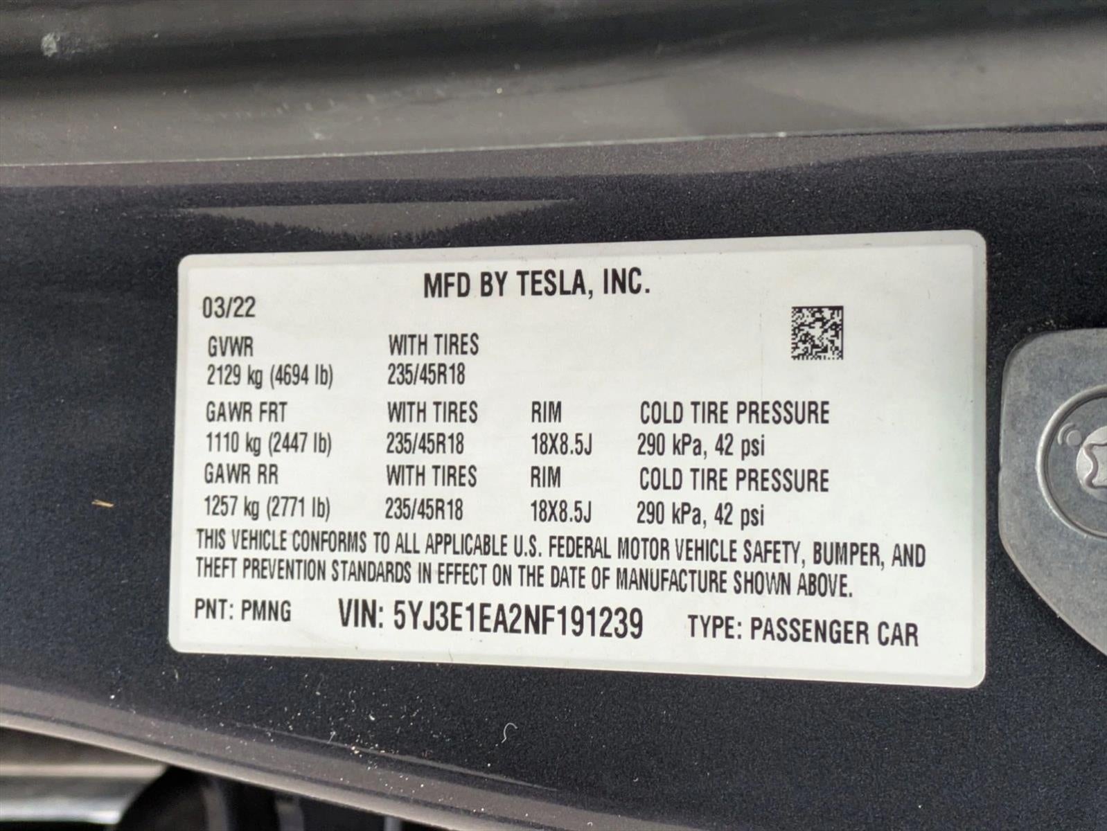 2022 Tesla Model 3 RWD