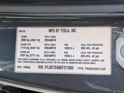 2019 Tesla Model 3 Standard Range Plus RWD
