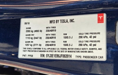 2018 Tesla Model 3 Long Range Battery AWD