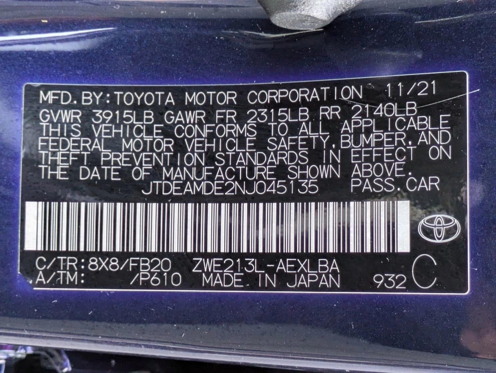 2022 Toyota Corolla Hybrid LE CVT (Natl)