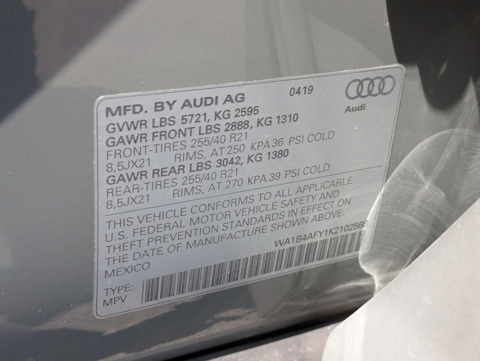 2019 Audi SQ5 Premium Plus 3.0 TFSI quattro