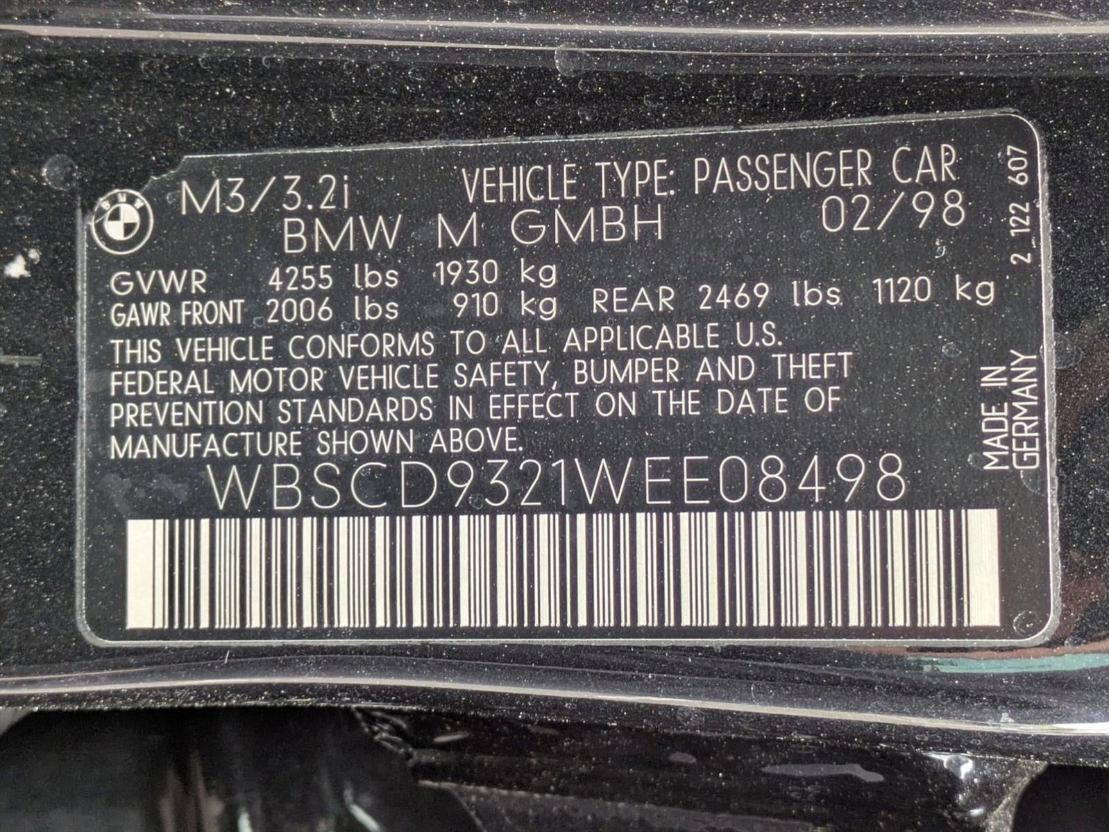 1998 BMW M3 Sedan Manual