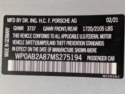 2021 Porsche 718 Cayman S Coupe