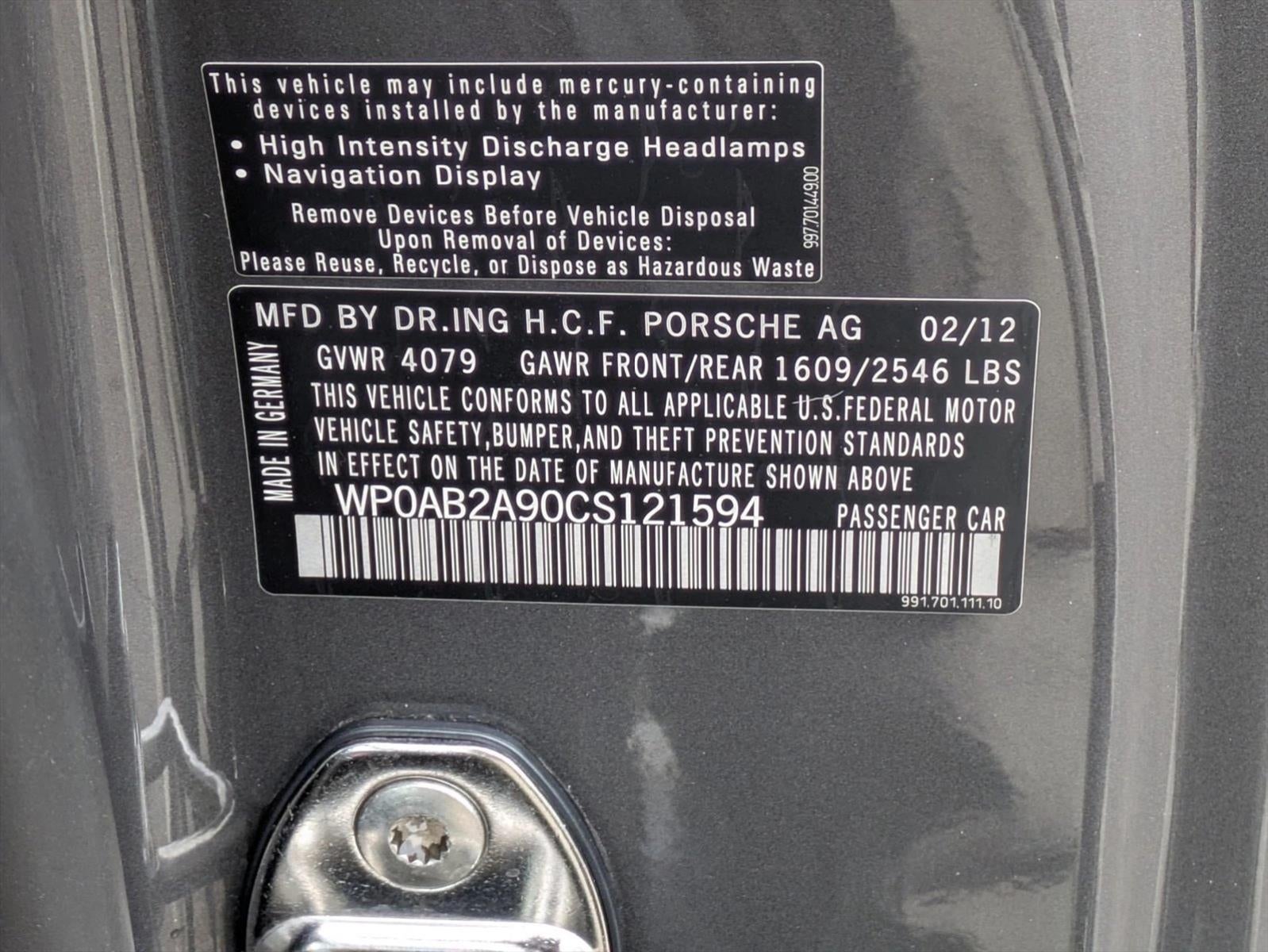 2012 Porsche 911 2dr Cpe 991 Carrera S