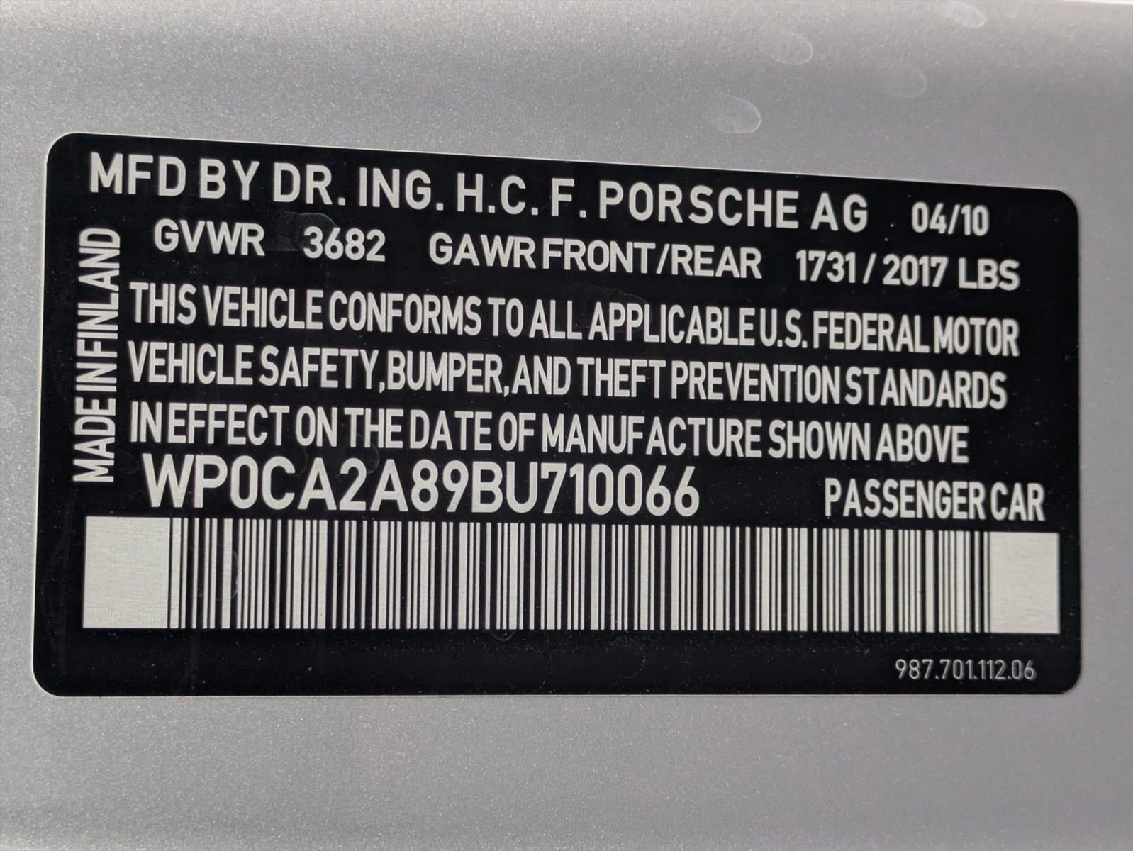 2011 Porsche Boxster 2dr Roadster